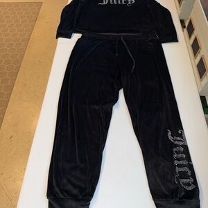 Juicy couture pants And Sweatshirt Velour Lounge Black Size Xl  Bling Soft Y2K